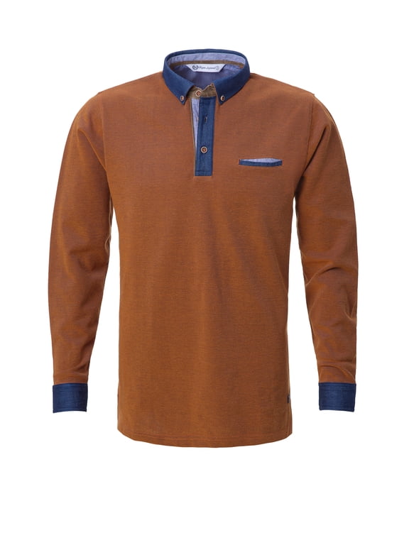 : Men's Full Sleeves T-Shirt with Elbow Patch (Color: Beige, Size: Large)
