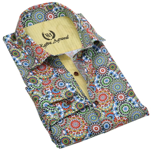 Rajiva Agrawal: Men's Kaleidoscope Fashion Shirt in Superfine Cotton (Color: Printed, Size: Large)