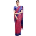 thumbnail image 1 of Rajnandini Sarees for Women Magenta and Blue Cotton Woven Traditional Indian Saree with Unstitched Blouse, 1 of 5