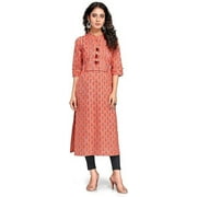 Rajnandini Women's Pure Cambric Cotton Jaipuri Block Printed Kurti (JOPLJPR68C-3XL_Orange_3XL)