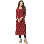 Rajnandini Women's Pure Cambric Cotton Jaipuri Printed Kurti (JOPLJPR43-6XL_Maroon_6XL)