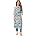 thumbnail image 1 of Rajnandini Women's Pure Cambric Cotton Jaipuri Printed Kurti (JOPLVL109-L_White & Grey_L), 1 of 4