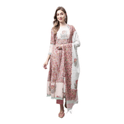 Rajnandini Women's Pure Cotton Jaipuri Printed and Embroidered Kurta Set with Dupatta (JOPLVL312-XXL_Light Pink_XXL)