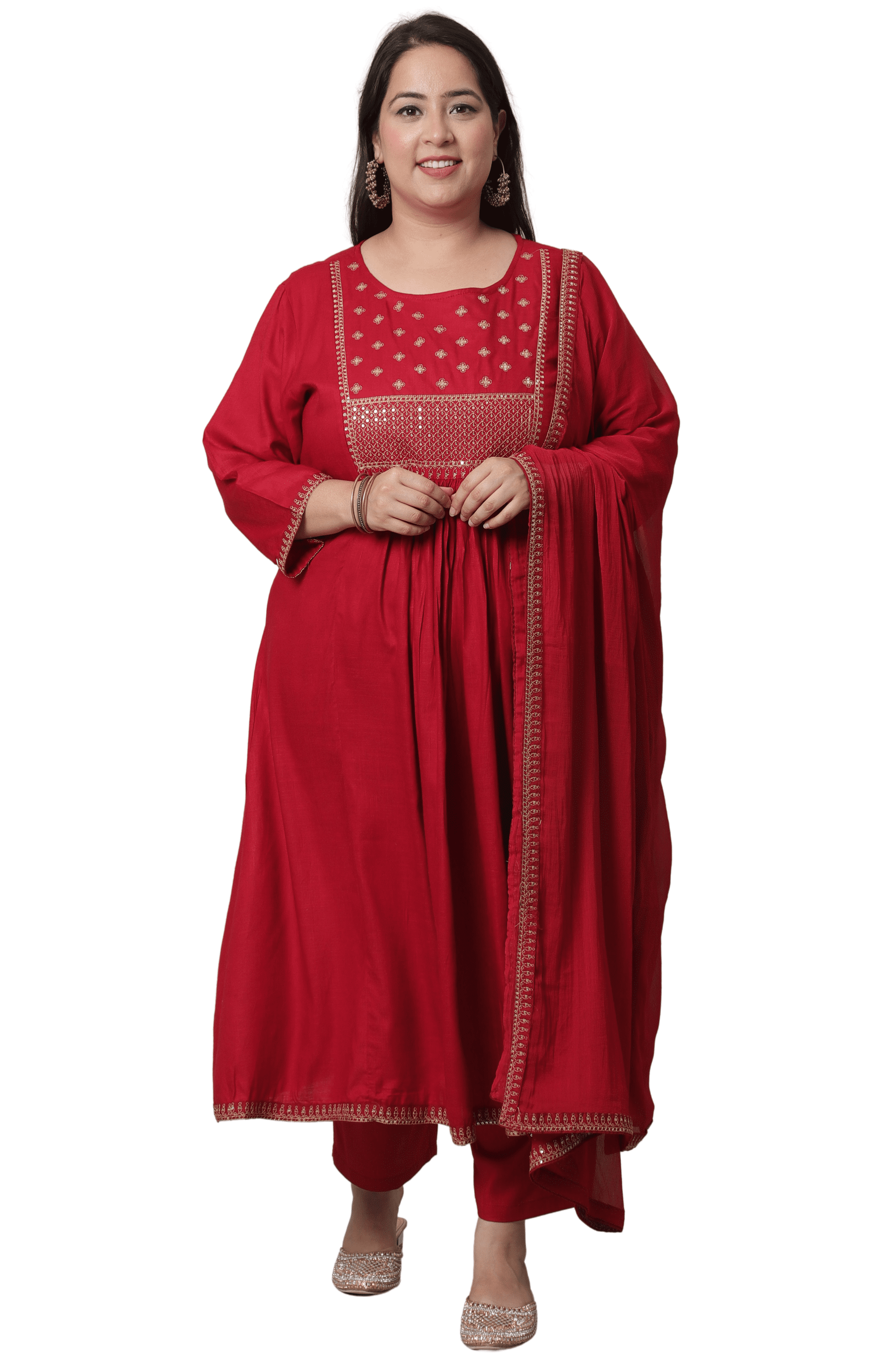 Women Multicolor Rayon Hand Embroidered Kurta with Pant and Dupatta Set main image 0