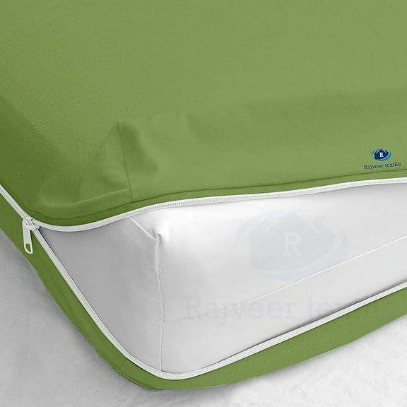 Rajveer Textile Queen Zipper Fitted Sheet 8" Inch Deep Pocket - Hotel Quality Soft Microfiber Bottom Sheet- Easy Care -1 Fitted Zipper Mattress Cover Sage Color