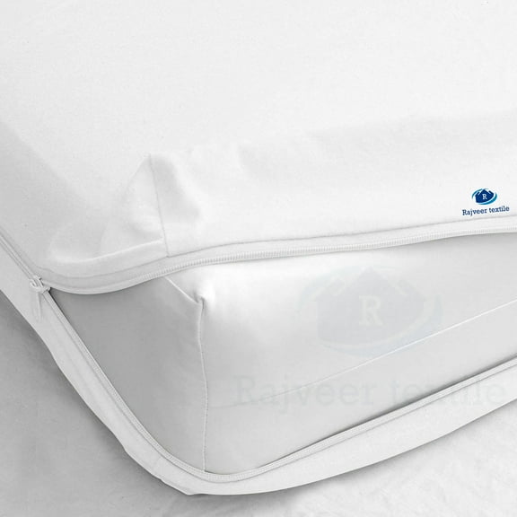 Rajveer Textile Queen Zipper Fitted Sheet 8" Inch Deep Pocket - Hotel Quality Soft Microfiber Bottom Sheet- Easy Care -1 Fitted Zipper Mattress Cover White Color