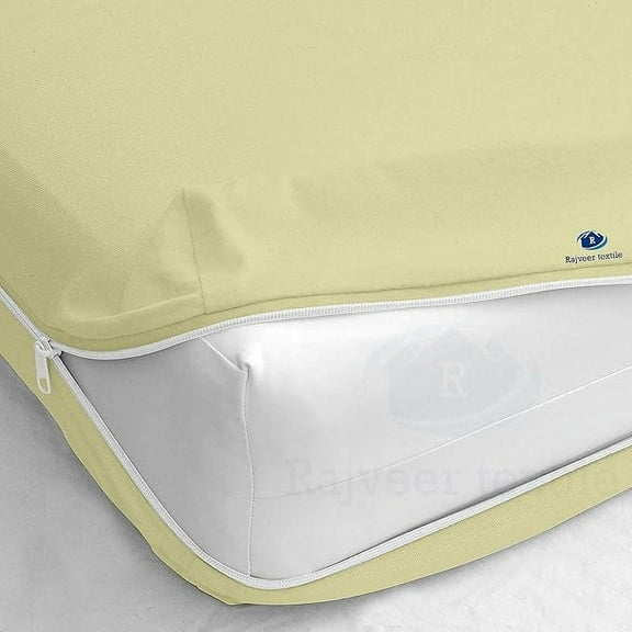 Rajveer Textile Twin-Xl Size Zipper Fitted Sheet 14" Inch Deep Pocket - Hotel Quality Soft Microfiber Bottom Sheet- Shrinkage and Fade Resistant-Easy Care -1 Fitted Zipper Mattress Cover Ivory Color