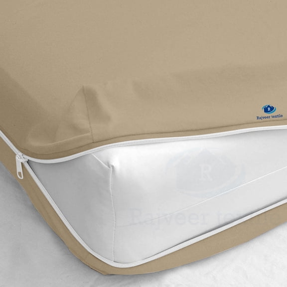 Rajveer Textile Twin-Xl Size Zipper Fitted Sheet 16" Inch Deep Pocket - Soft Microfiber Bottom Sheet- Shrinkage and Fade Resistant -1 Fitted Zipper Mattress Cover Taupe Color
