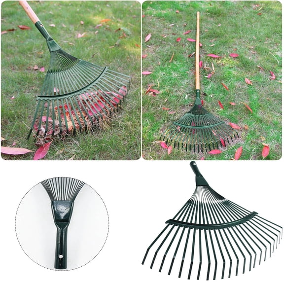 Rake 22 Tooth Rake Wooden Handle Dead Leaf Rake Wire Rake Garden Rake Garden Tool Other Cleaning Supplies Green