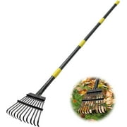 OLIYNEDY 60 inch Heavy Duty Small Garden Rake 11 Metal Tines -8.5 inch Wide, Adjustable Steel Handle