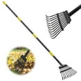 Rake, 60 Inch Long, STF9 11 Tines Small Metal Garden Rake for Leaves