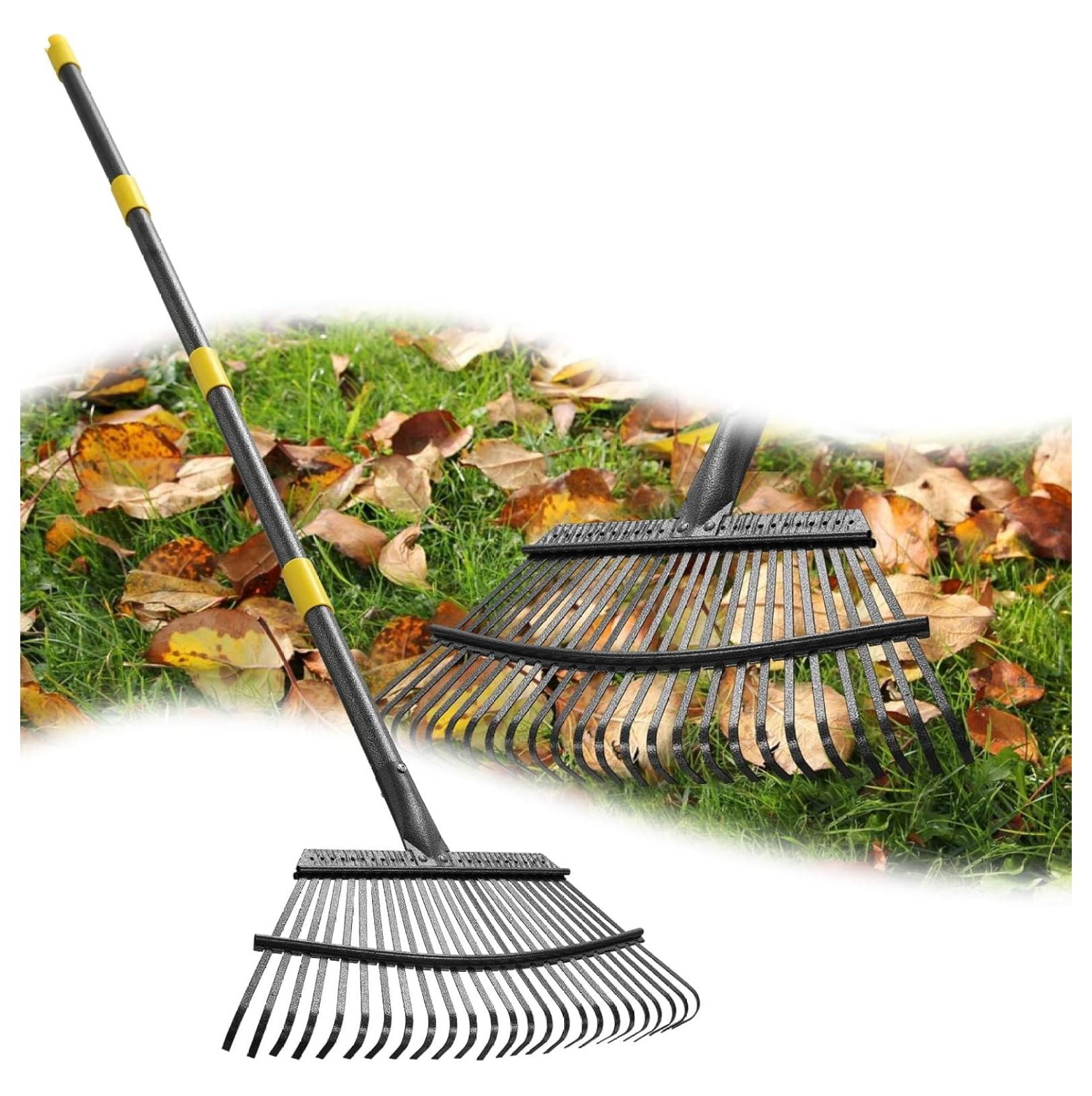Rake, 65 Inch Long Handle,18 Inch Wide Large Garden Rake for Leaves ...