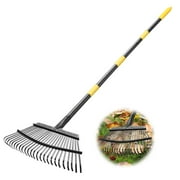 Rake - 69.3 Inch Long Garden Leaf Rake, 19.7 Inch Wide Heavy Duty Leaf Rake for Shrub with 25 Metal Tines, Yard Thatchibng Rake with Ergonomics Adjustable Handle for Picking Leaves