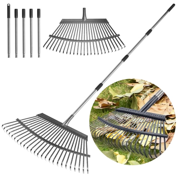 Rake For Leaves Heavy Duty 72 Inch Long Expandable Leaf 18 Wide Garden Rakes With 25 Reinforced Tines And Stainless Steel Handle Lawn Yard Cleanup