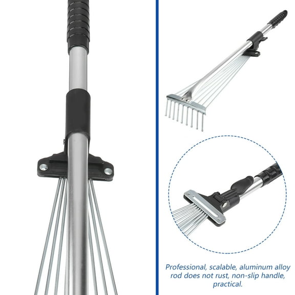 WRISTBIQUE Adjustable Metal Rake Retractable Leaf Rake Steel Weed Cleaning Garden Tools for Farm 1Pcs