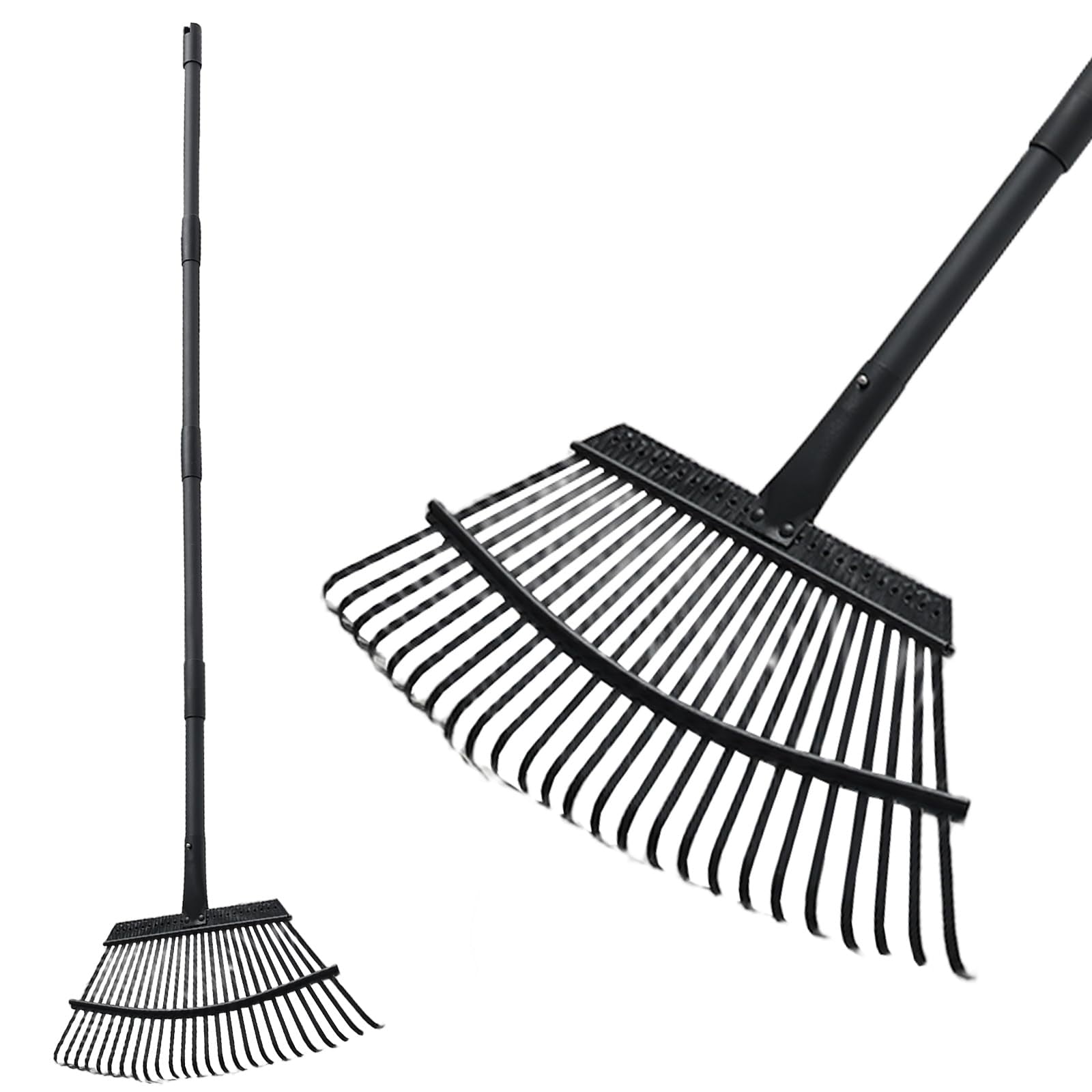 Rake for Leaves, 25 SSF20 Metal Tines Wide Leaf Rake, 60'' Leaf Rakes ...