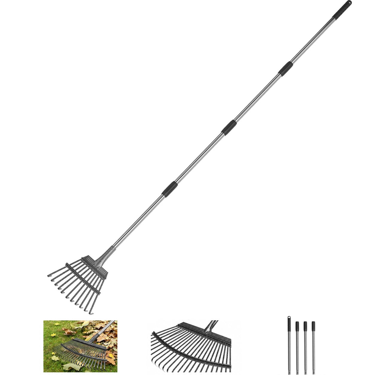 Reinforce Rake Rake for Leaves Heavy Duty 72 Inch Long Expandable Leaf Rake, 18 Inch ...