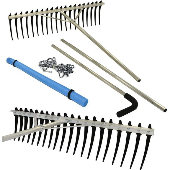 Rake Zilla | Extra Large Heavy Duty Aquatic Weed Rake with Long Tines for Lakes & Ponds