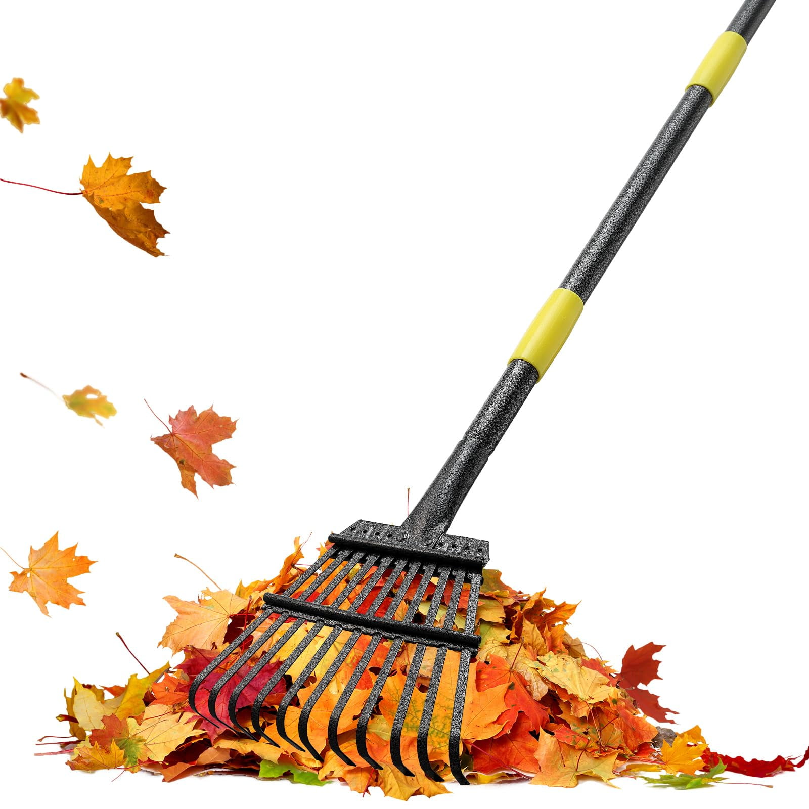 Rake for Leaves, 6FT DHF10 Adjustable Leaf Rake for Lawns Heavy Duty