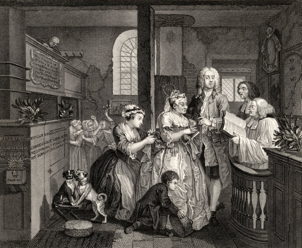 The Rakes Progress Marries An Old Maid From An Original Picture By Hogarth From The Works Of Hogarth Published London 1833 Canvas Art - Ken Welsh Design Pics (32 x 26)