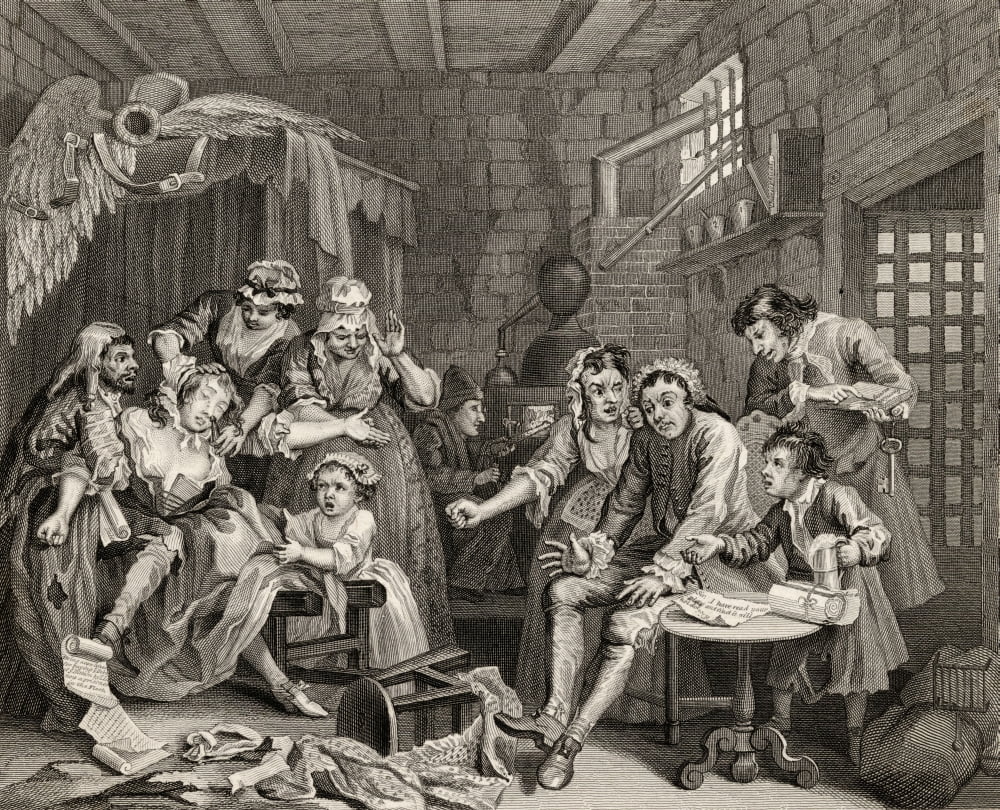 The Rakes Progress Prison Scene From The Original Picture By Hogarth From The Works Of Hogarth Published London 1833 Canvas Art - Ken Welsh Design Pics (16 x 13)