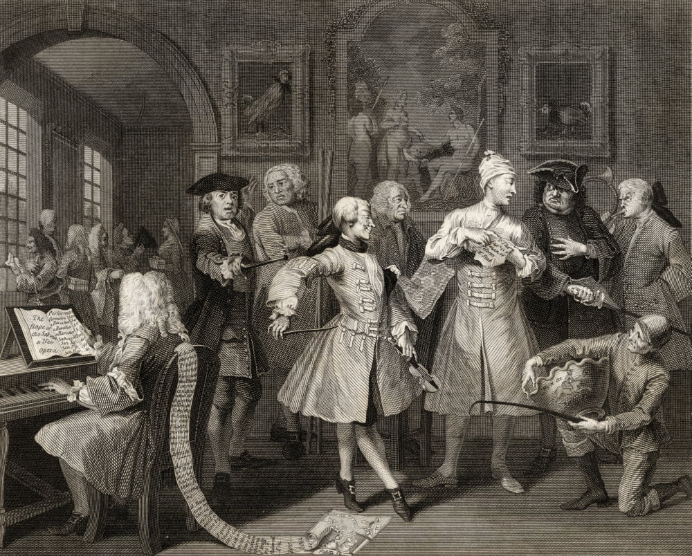 The Rakes Progress Surrounded By Artists And Professors From The Original Picture By Hogarth From The Works Of Hogarth Published London 1833 Canvas Art - Ken Welsh Design Pics (32 x 24)