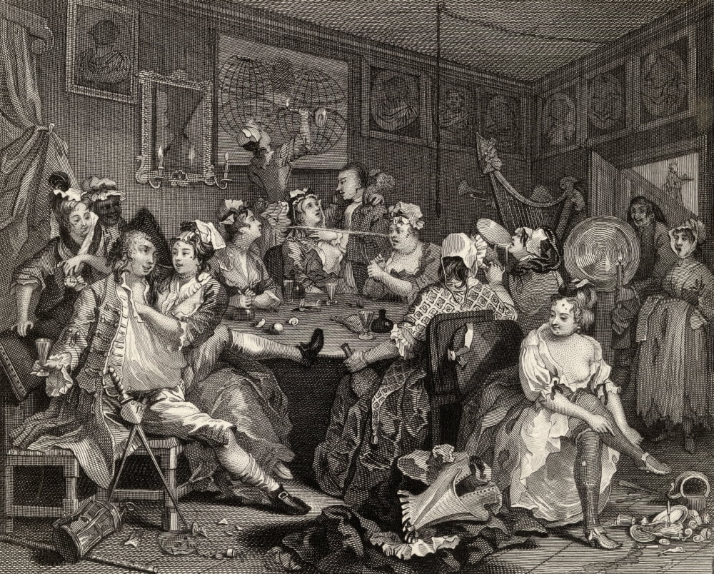 The Rakes Progress Tavern Scene From The Original Picture By Hogarth From The Works Of Hogarth Published London 1833 Canvas Art - Ken Welsh Design Pics (16 x 13)