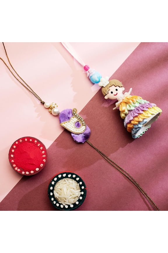 Rakhi Lumba set of 2 Rakhi for Brother and Bhabhi Bhaiya Bhai Rakhi Set of 2 Couple Pair Rakhi Dora Thread gift Pack for Raksha Bandhan gifts Rakhi Bracelet for Veera Brother Sister Festival Rakhi