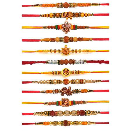 Indus Arts and Crafts Rakhi for Brother Fine Threads Multicolor (12 Pack)