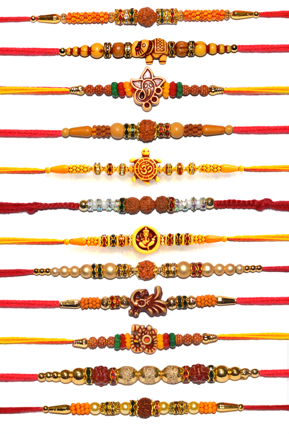 Rakhi for Brother Fine Threads Multicolor (12 Pack)