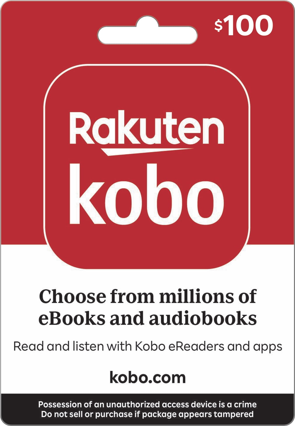 Rakuten Kobo $100 Gift Card [Digital]