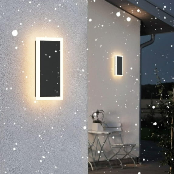 Ralbay 11.8In Outdoor Wall Light Black LED Exterior Wall Sconce IP65 Waterproof 3000K Indoor Outdoor Wall Mount Lighting for Porch Front Door(Extra Wide)