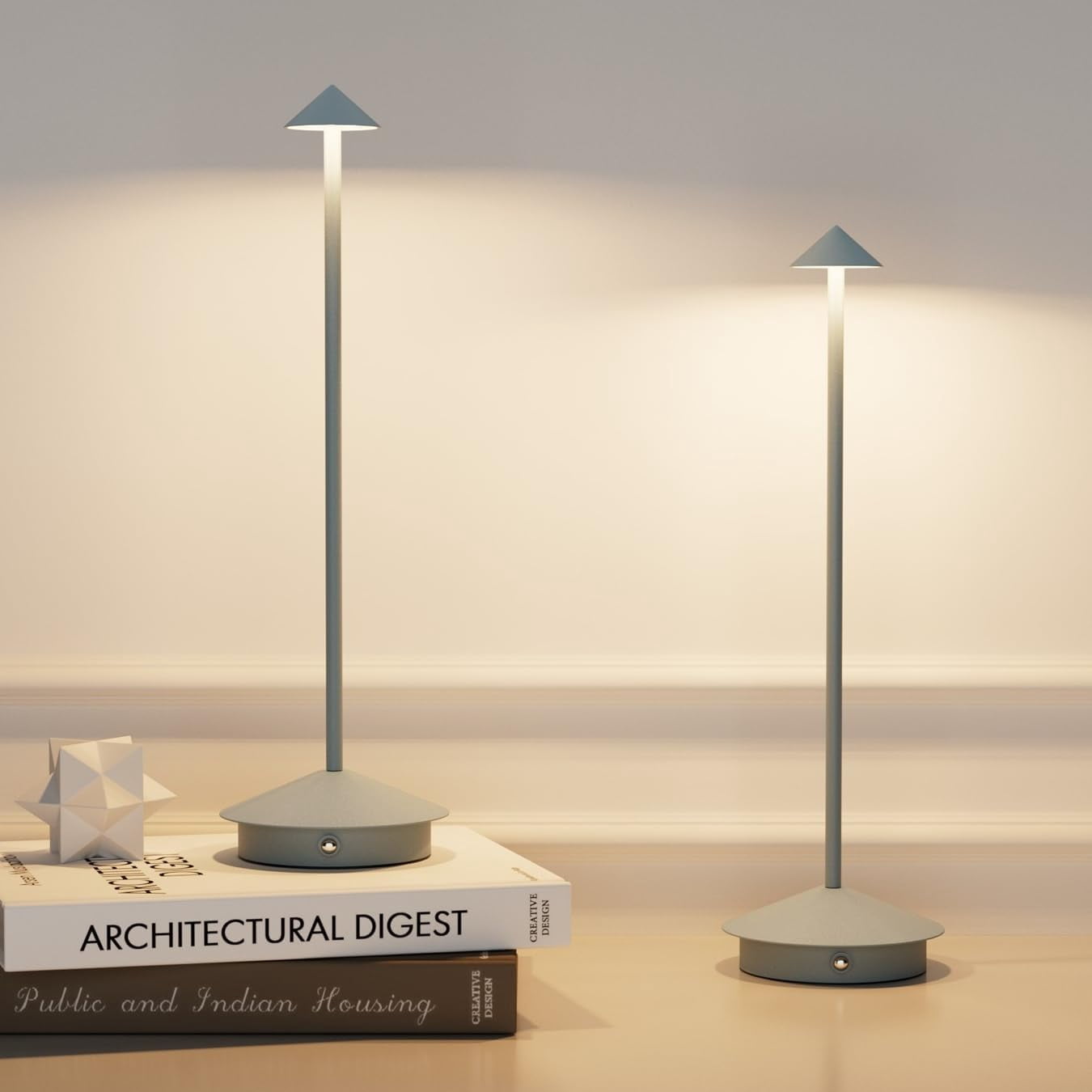 Ralbay 2 Pack Cordless Table Lamp Rechargeable 6000mAh Battery Operated Table Light 3 Colors Dimmable Outdoor Waterproof Portable Touch for Restaurant Bedroom(Blue)
