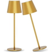 Ralbay 2 Pack Rechargeable LED Table Lamp,Portable Gold Outdoor Table Lamp Waterproof 3W 5000mAh Battery Desk Lamp,Stepless Dimmable Metal Table Light for Outdoor Restaurant Home Patio