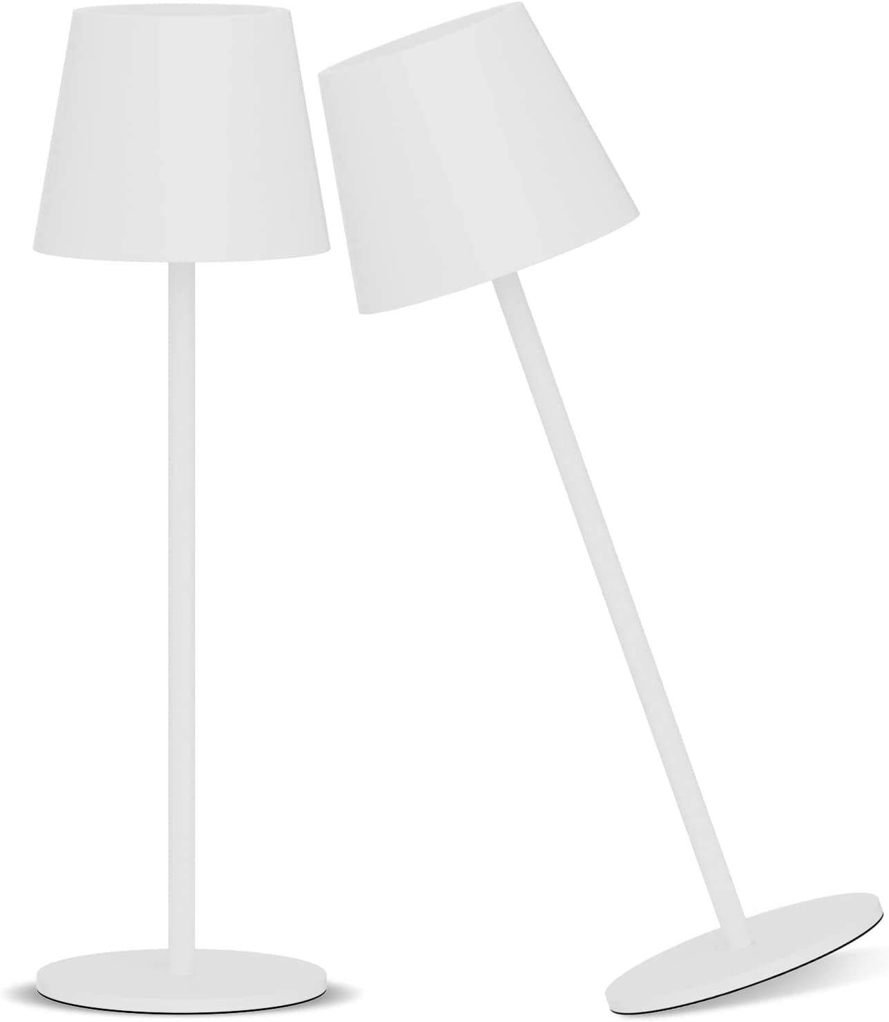 Ralbay 2 Pack White Rechargeable LED Table Lamp,Portable Battery Outdoor Lamp Waterproof 3W 5000mAh White Dining Lamps, Stepless Dimmable Battery Operated Lamp for Restaurant Home