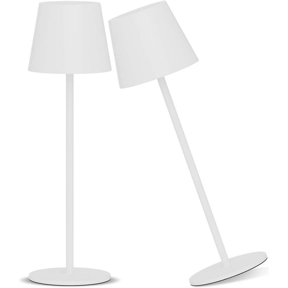 Ralbay 2 Pack White Rechargeable LED Table Lamp,Portable Battery Outdoor Lamp Waterproof 3W 5000mAh White Dining Lamps, Stepless Dimmable Battery Operated Lamp for Restaurant Home