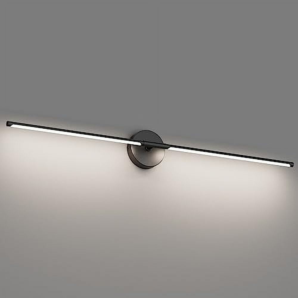 Ralbay 40inch Modern Black Vanity Light,30W LED Light Bar 360° Rotatable Matte Bathroom Wall 5000K White, 39.4 inch-30W