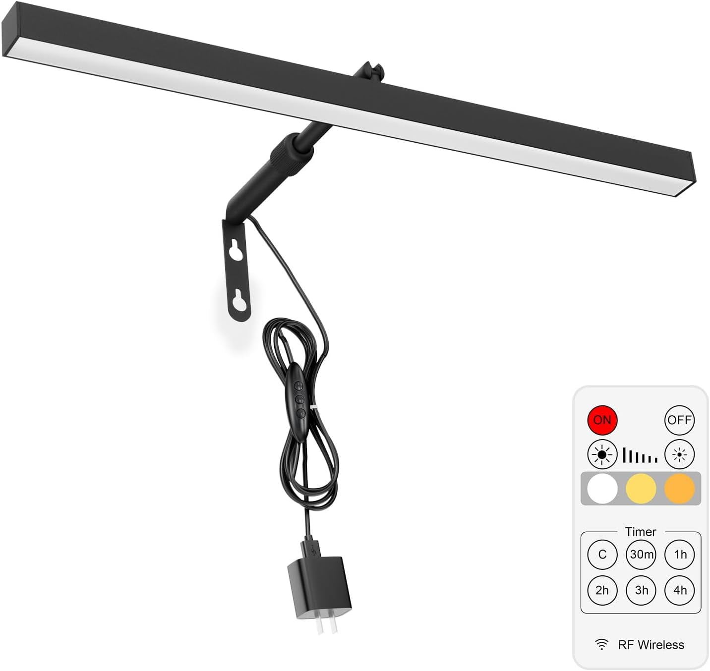 Ralbay Plug in Picture Light with Remote ＆ Timer,Black Picture Lights Plugin for Wall,2M Plug in Picture Light Art Lights for Paintings,Ove並行輸入品 Ralbay-Lighting Multicolor LED Rotatable Matte Black Picture Light