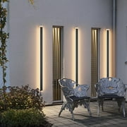 Ralbay 2 Pack 47.2In Long Outdoor LED Wall Light 3000K IP65 Waterproof Black 35W Modern LED Exterior Wall Sconce Anti Rust Linear Outdoor Lights