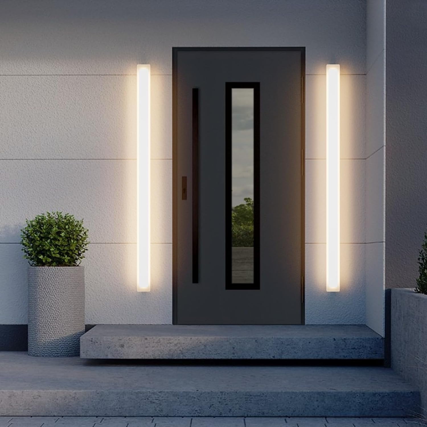 Ralbay Long Outdoor Wall Light 59inch Long Strip Modern Linear Outdoor Sconce 3000K Waterproof Exterior Wall Mount Lighting for House(White)