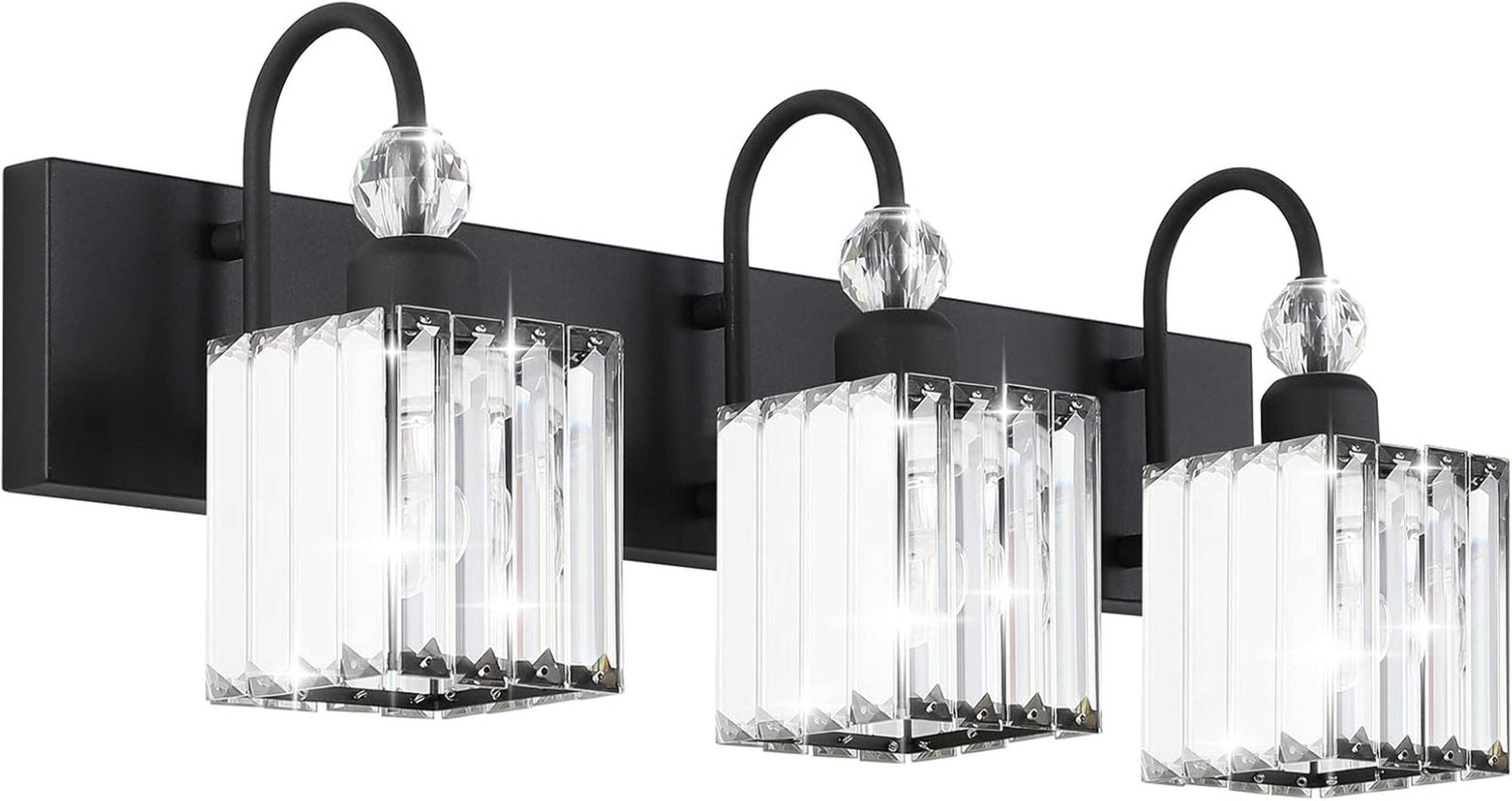 Ralbay Modern Bathroom Vanity Light Fixture, 3-Lights, Black Metal ...