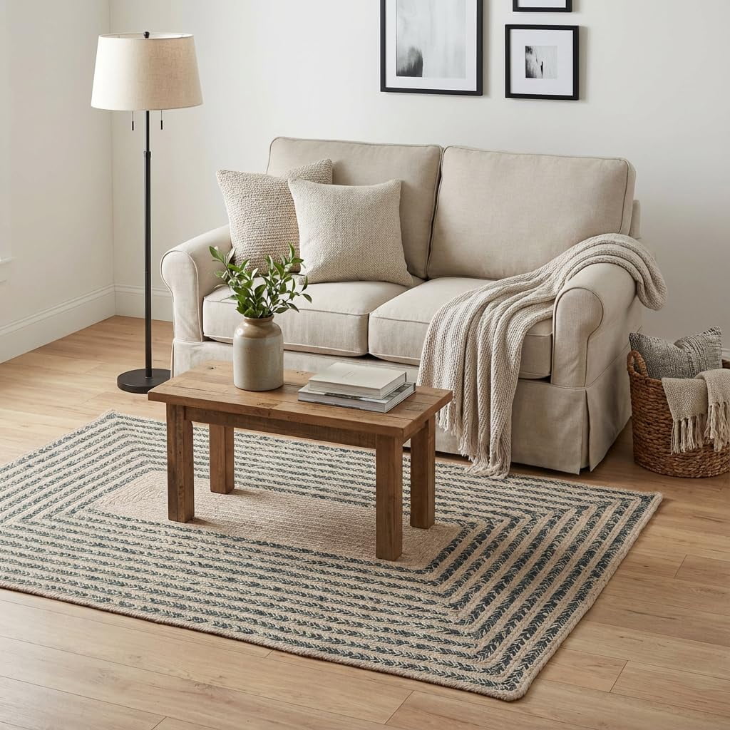 Rectangular Cotton Rug Raleigh Green Cotton Braided Rug 4' x 6' Rectangle - Walmart.com