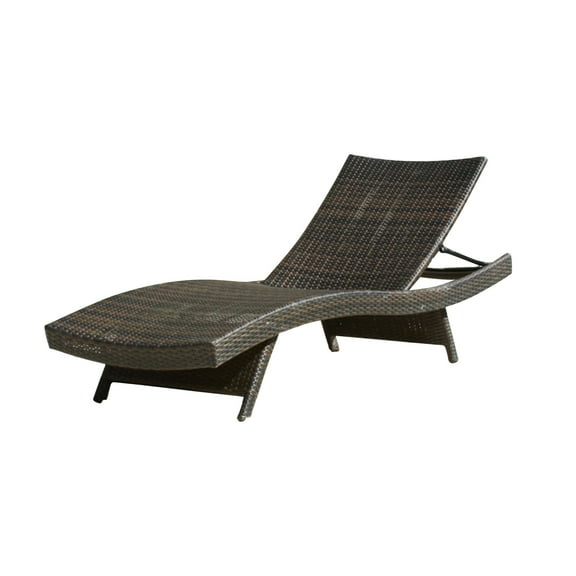 Raleigh Outdoor Adjustable Wicker Chaise Lounge, Multi Brown