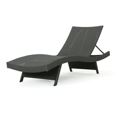 Raleigh Outdoor Adjustable Wicker and Iron Chaise Lounge, Dark Grey
