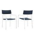 thumbnail image 1 of Raleigh Outdoor Patio Aluminum Armchair Set of 2 White Navy, 1 of 7