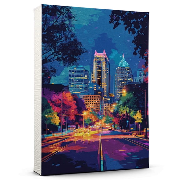 Raleigh Travel Canvas, North Carolina Canvas Print vintage, Colorful Raleigh Decor City Road, North Carolina Pictures Wall Art - 102AZ1148