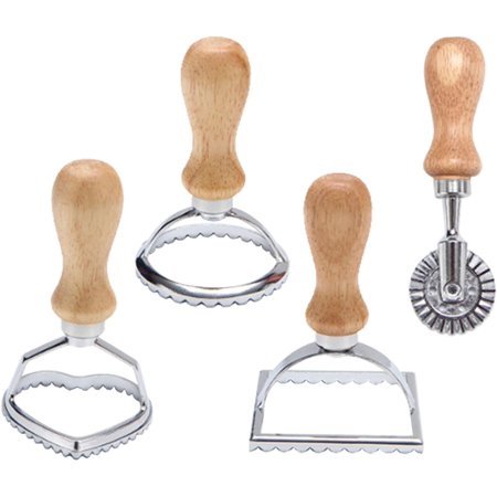 Rali Stamp Maker Set, Pasta Making Tools Pasta ller Wheel Molds with Wooden Handle & Fluted Edge for Rali Empanadillas Cookies Dumplings