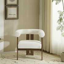 Ralis Modern Upholstered Velvet Accent Arm Chair, Wood, Beige   Walnut