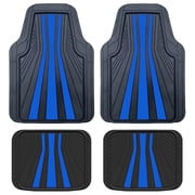 Rally, Heavy Duty, All-Weather Rubber Floor Mats, Fits Car, SUV and Truck - Black and Blue 4 Piece