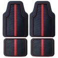 thumbnail image 1 of Rally 4-Piece Black with Red Carbon Fiber Stripe & Piping All-Weather Rubber Floor Mat Set – Heavy Duty Universal Trim-to-Fit Car, SUV & Truck Mats, 1 of 5